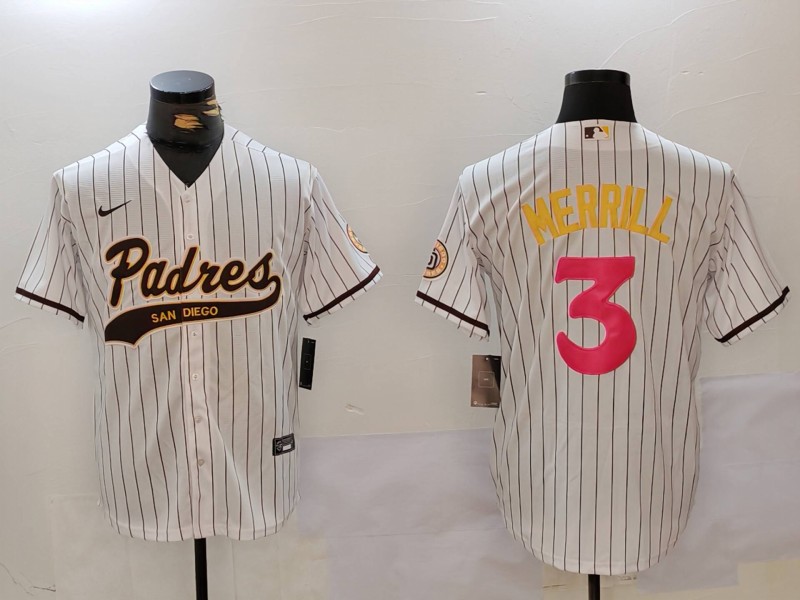 Men's San Diego Padres Jackson Merrill #3 White Jersey